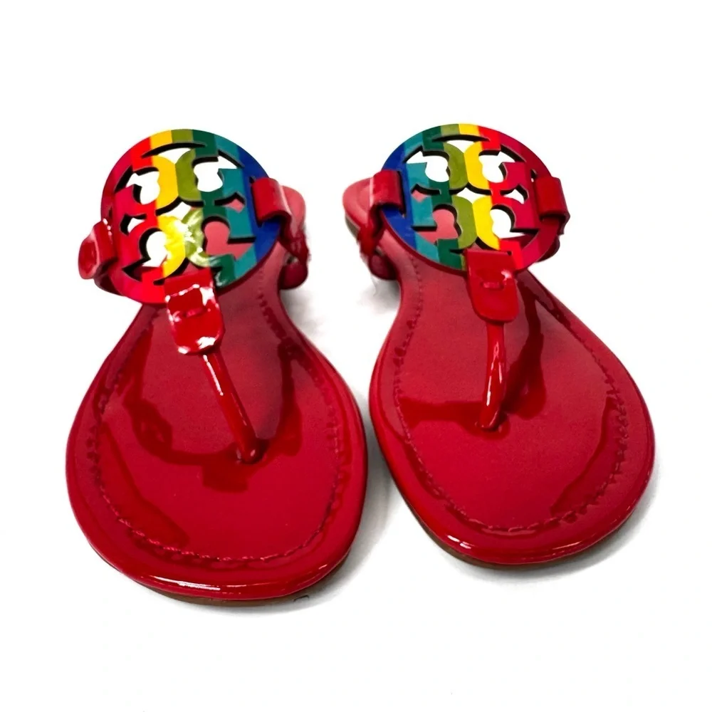 Tory Burch Miller Red Ruby Rainbow Sandals Limited Edition